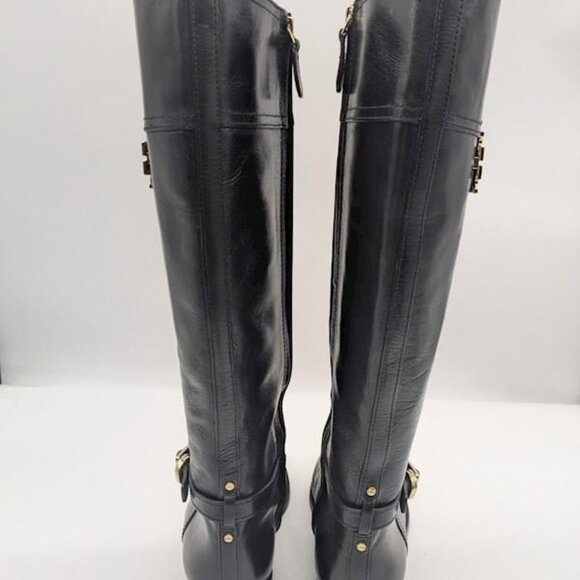 Tory Burch Adeline Black Leather Tall Riding Boots Size 9 M-WORN ONCE - Picture 2 of 3